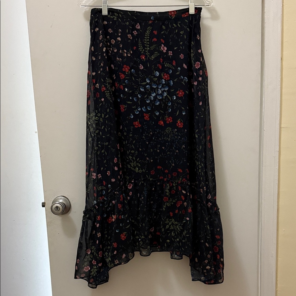 Joie Black Maxi Skirt with Floral Design